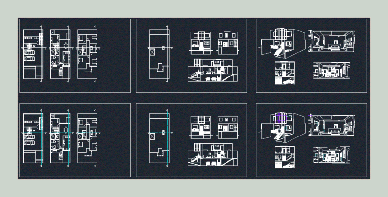 House with Two Port Garage 2D DWG Plan for AutoCAD