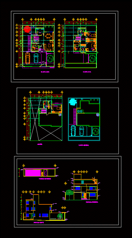 House Three Bedrooms DWG Elevation for AutoCAD