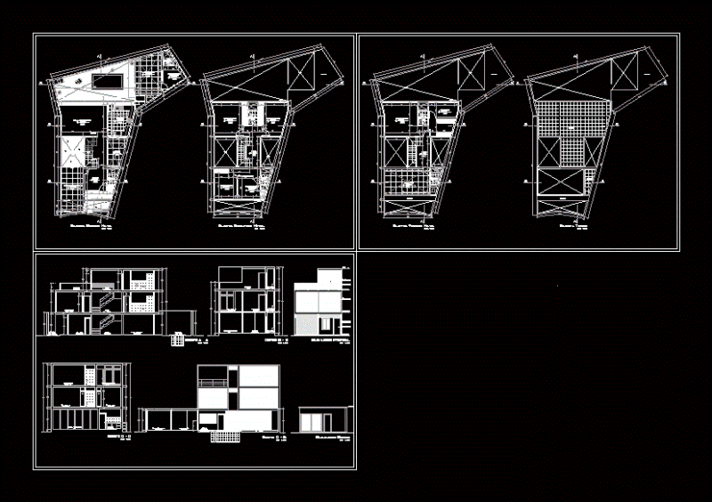 House Three Levels DWG Full Project for AutoCAD