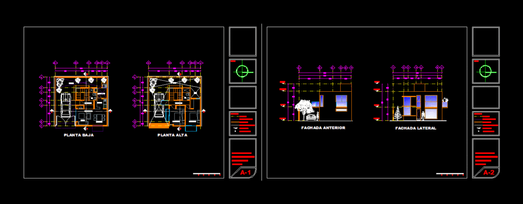 House Two Levels DWG Block for AutoCAD