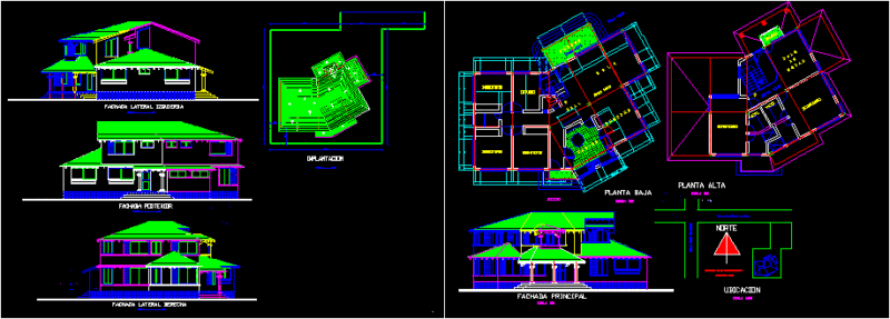 House Two Plants DWG Section for AutoCAD
