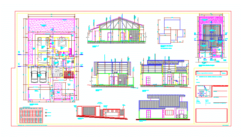 Modern House with Garden and Garage 2D DWG Plan for AutoCAD