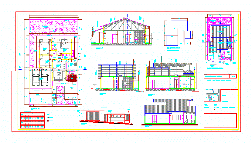  Modern  House  with Garden and Garage 2D DWG Plan  for 