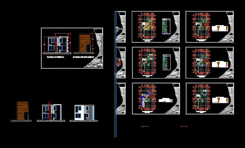 Houses 2 Bedrooms DWG Section for AutoCAD