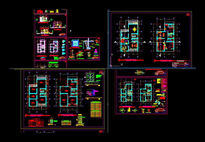 Houses 2 Level DWG Block for AutoCAD