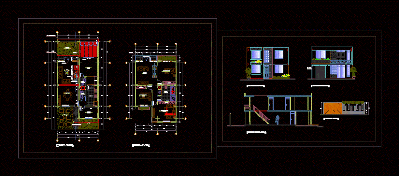 Houses 2 Level DWG Plan for AutoCAD