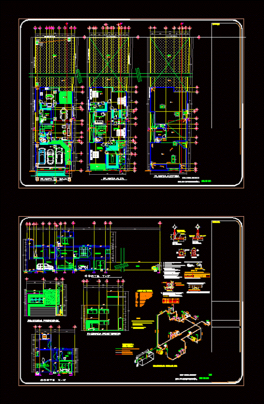 Houses 3 Levels DWG Detail for AutoCAD
