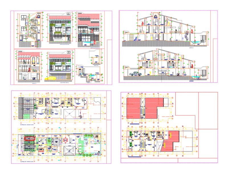 Houses 3 Levels DWG Full Project for AutoCAD