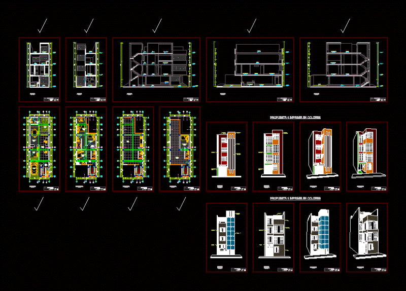 Houses 6×18 DWG Block for AutoCAD