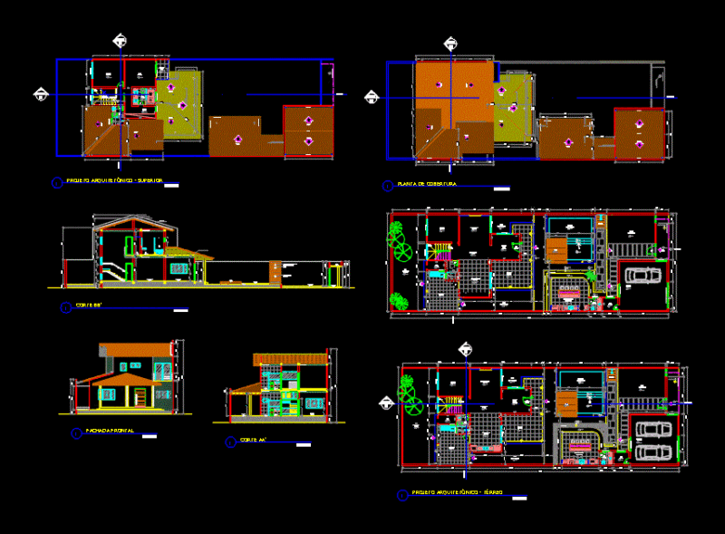 Housing 289m2 DWG Section for AutoCAD
