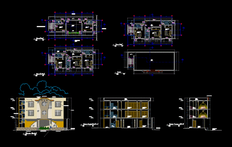 Housing 3 Levels DWG Section for AutoCAD