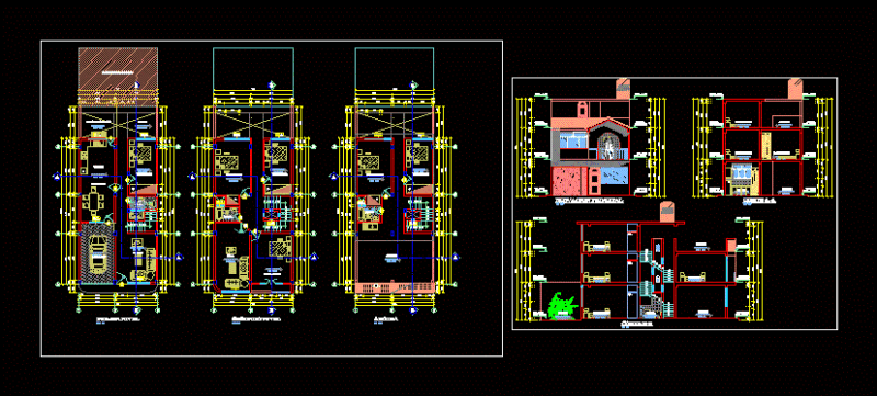Housing 7mx15m DWG Elevation for AutoCAD