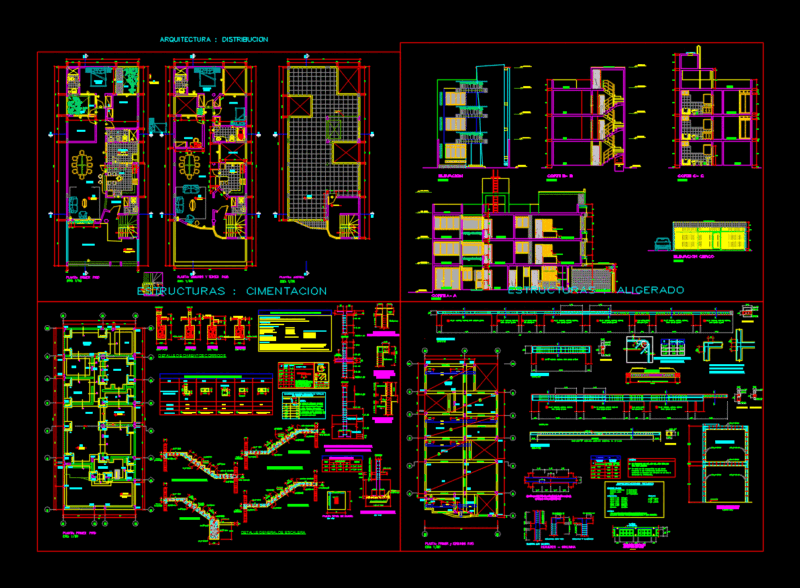 Housing 8mx22m DWG Plan for AutoCAD