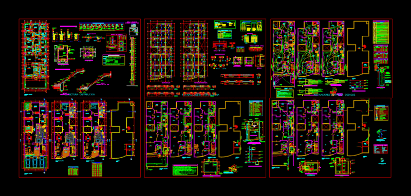 Housing 8mx24m DWG Block for AutoCAD
