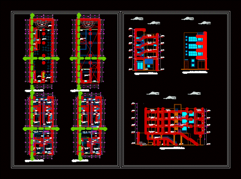 Housing – Accommodation – Restaurant DWG Block for AutoCAD