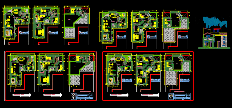 Housing, Uneven Terrain DWG Block for AutoCAD