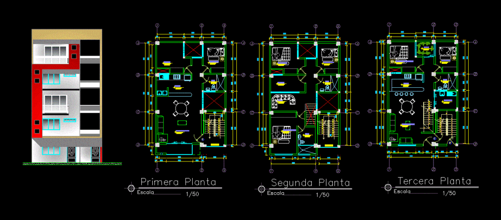 Housing Bifamiliar DWG Block for AutoCAD