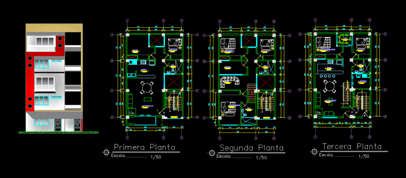 Housing Bifamiliar DWG Block for AutoCAD