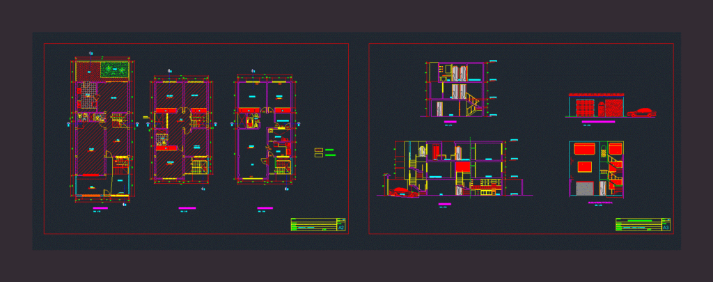 Housing Bifamiliar DWG Block for AutoCAD