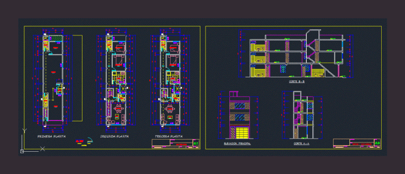Housing Bifamiliar DWG Elevation for AutoCAD