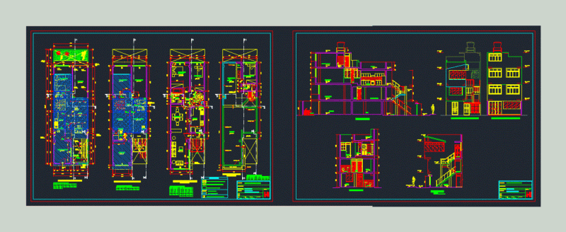Housing Bifamiliar DWG Full Project for AutoCAD