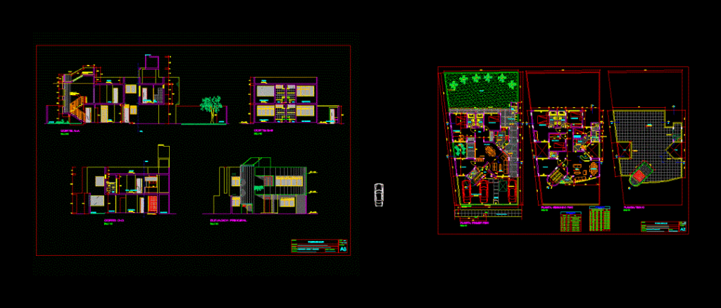 Housing Bifamiliar DWG Plan for AutoCAD