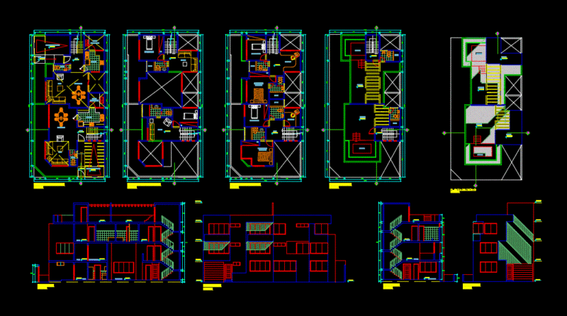Housing Bifamiliar DWG Plan for AutoCAD