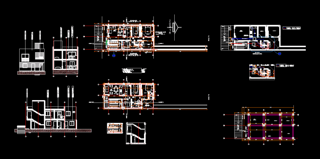 Housing Design Bifamiliar DWG Plan for AutoCAD
