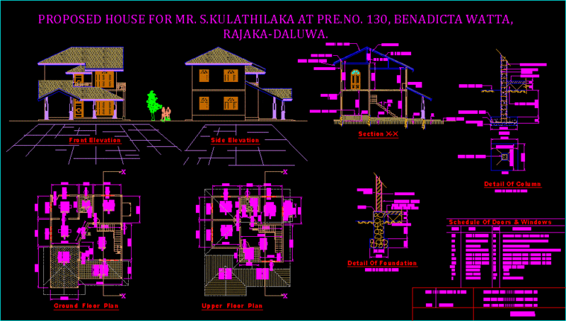 Housing Design DWG Section for AutoCAD
