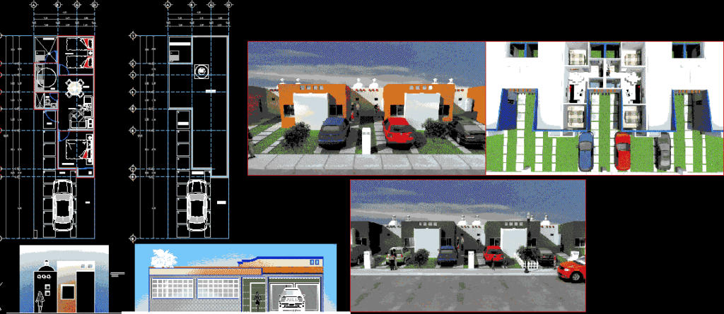 Housing Duplex DWG Block for AutoCAD