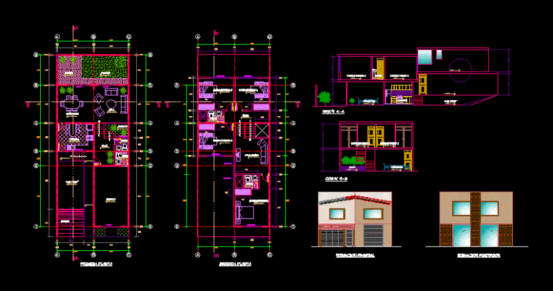 Housing Duplex DWG Block for AutoCAD