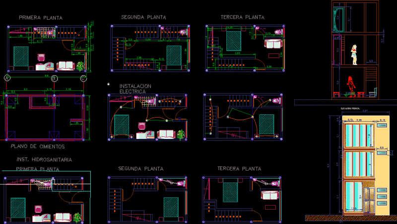Housing DWG Section for AutoCAD