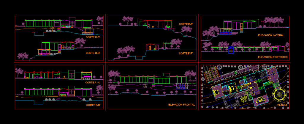 Housing Field DWG Section for AutoCAD