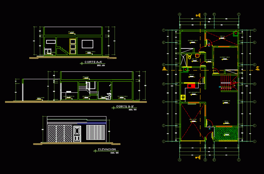 Housing For An Apartment One Level DWG Elevation for ...