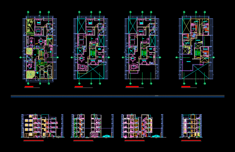 Housing Height – 4 Levels DWG Plan for AutoCAD