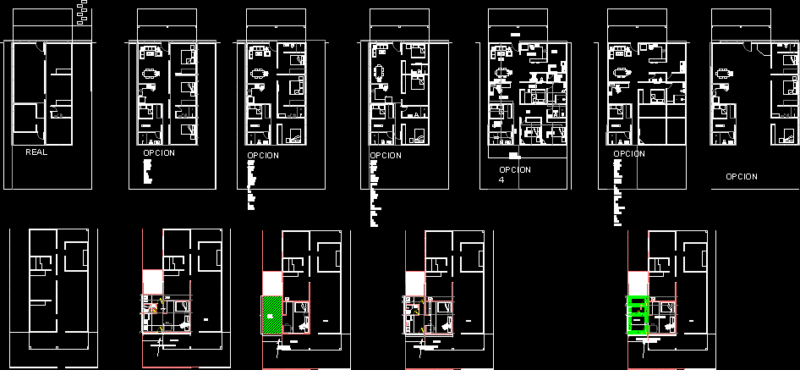 Housing In Several Styles DWG Block for AutoCAD