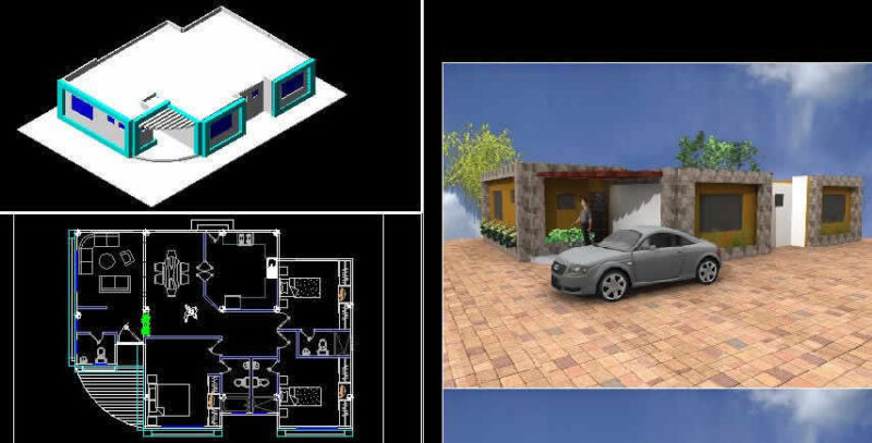 Housing One Level DWG Block for AutoCAD