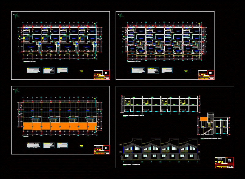 Housing Paired DWG Section for AutoCAD