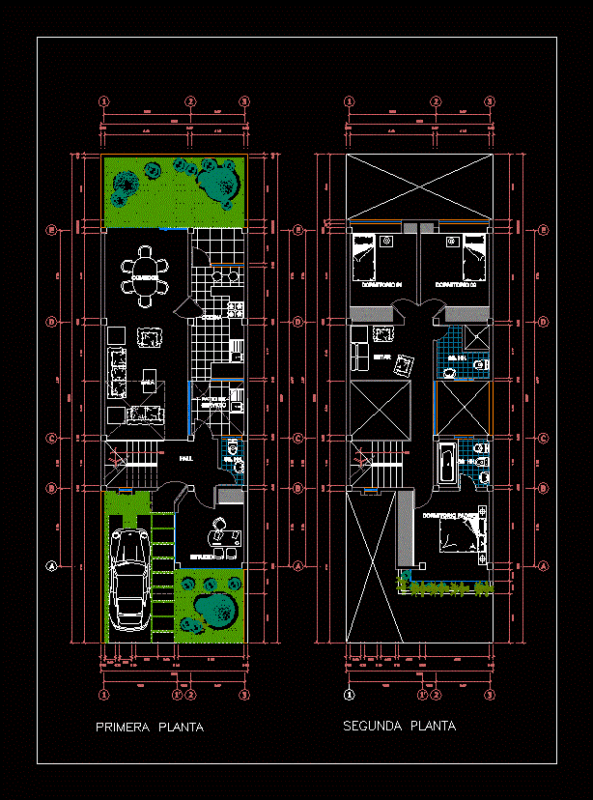 Housing Plan – Duplex DWG Plan for AutoCAD