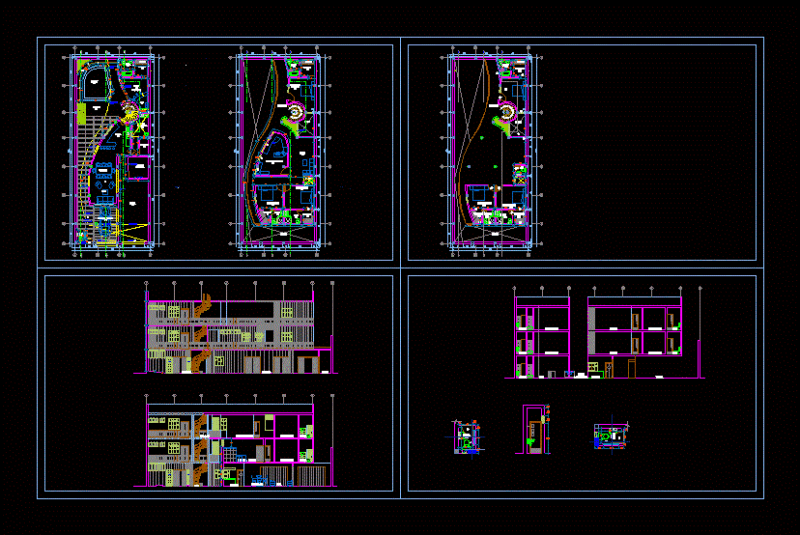 Housing Three Floors DWG Block for AutoCAD