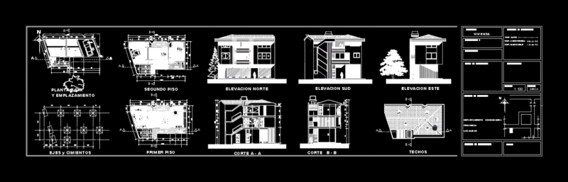 Housing Three Levels DWG Detail for AutoCAD