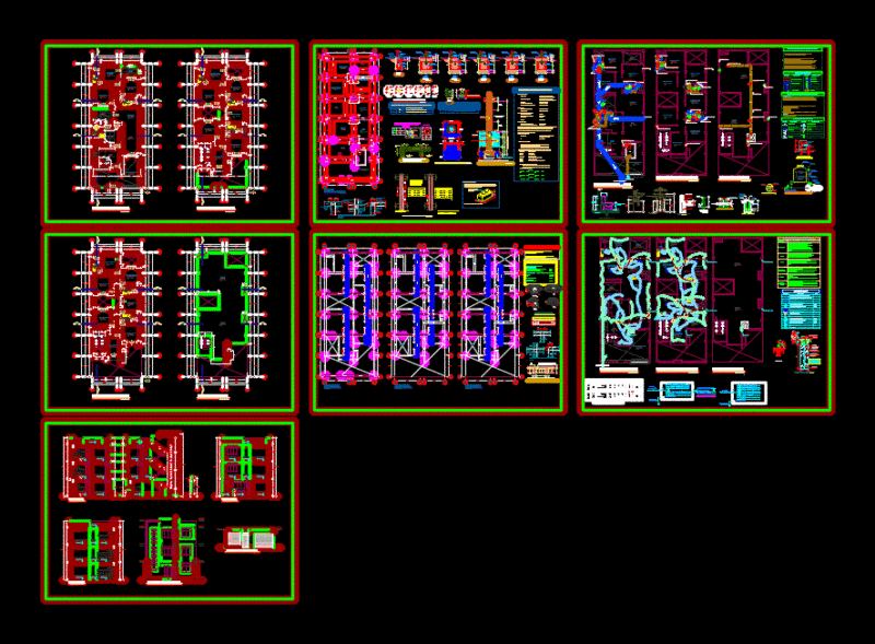 Housing Tower 3 Levels DWG Section for AutoCAD