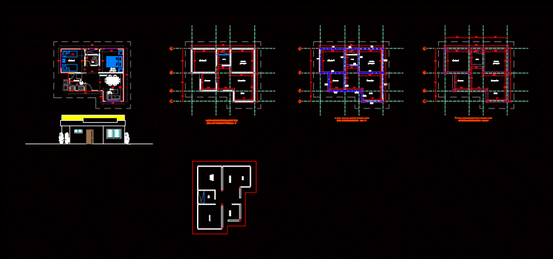 Housing Two Bedrooms DWG Block for AutoCAD