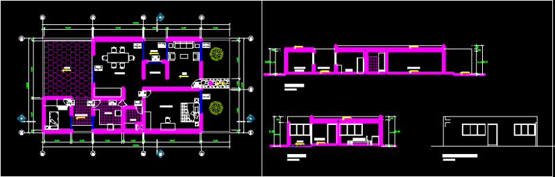 Housing Two Bedrooms DWG Section for AutoCAD
