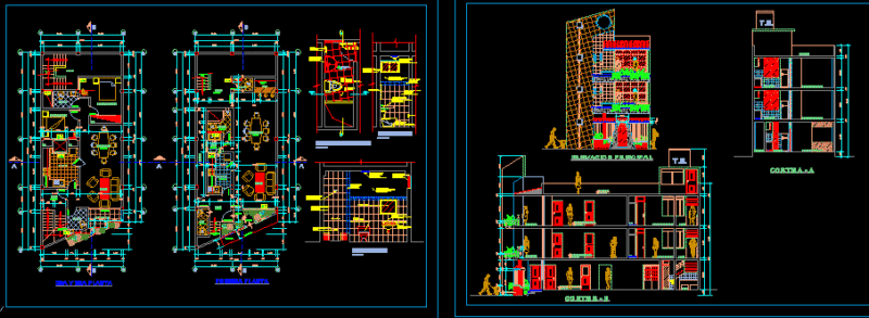 Housing Two Levels DWG Section for AutoCAD