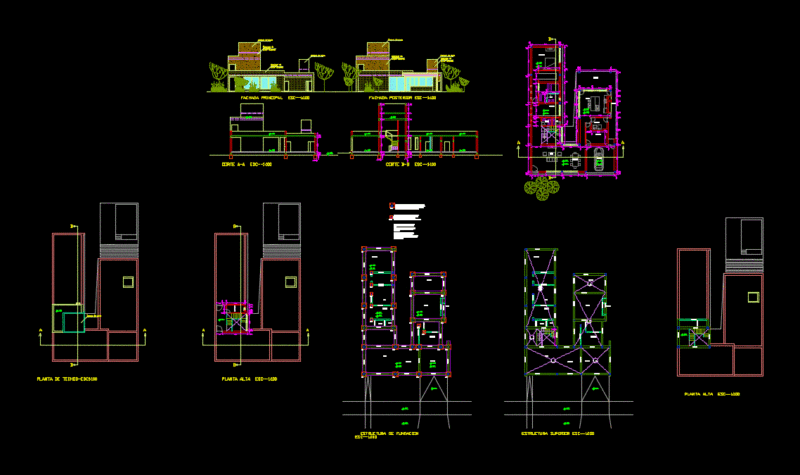 Housing Two Levels DWG Section for AutoCAD