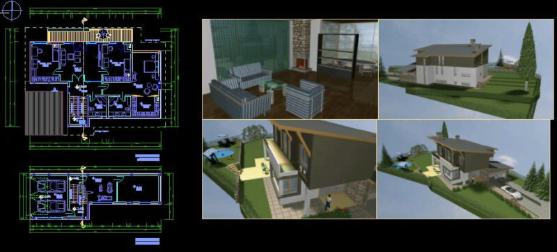 Housing Two Plants 3D DWG Plan for AutoCAD