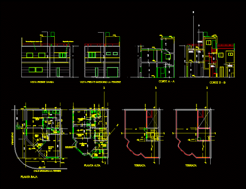 Housing Two Plants DWG Plan for AutoCAD