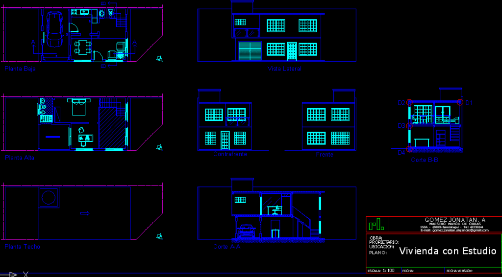 Housing With Studio DWG Section for AutoCAD