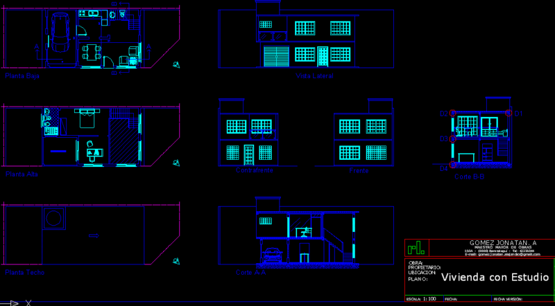 Housing With Studio DWG Section for AutoCAD